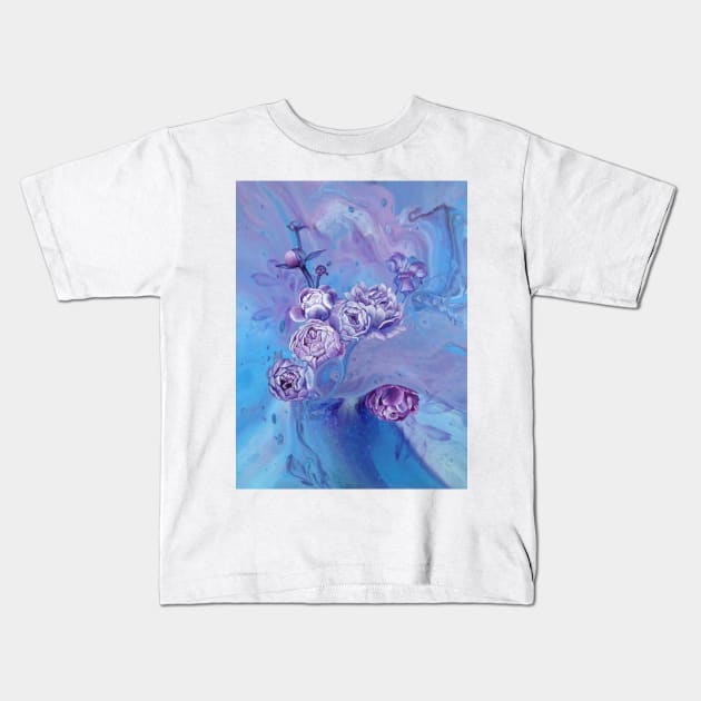 Sarah's Blue Peonies Kids T-Shirt by RachelSVParry